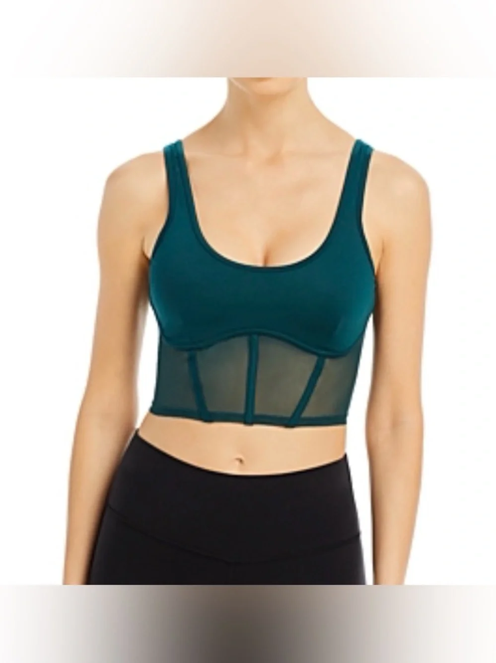 Alo yoga Airbrush Mesh Corset Tank Top 13” flat XS/S Teal